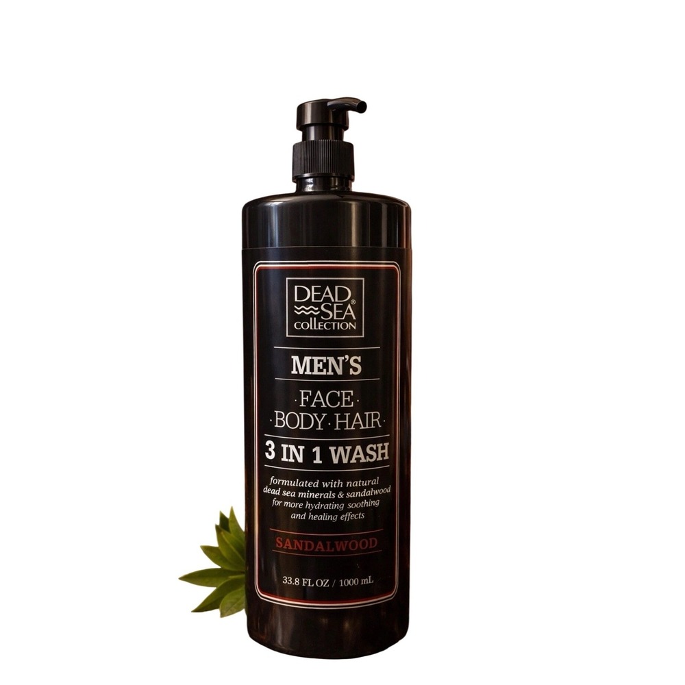 Dead Sea Collection‎ Mens 3 in 1 Face Body+Face+Hair Wash Sandalwood 33.8oz